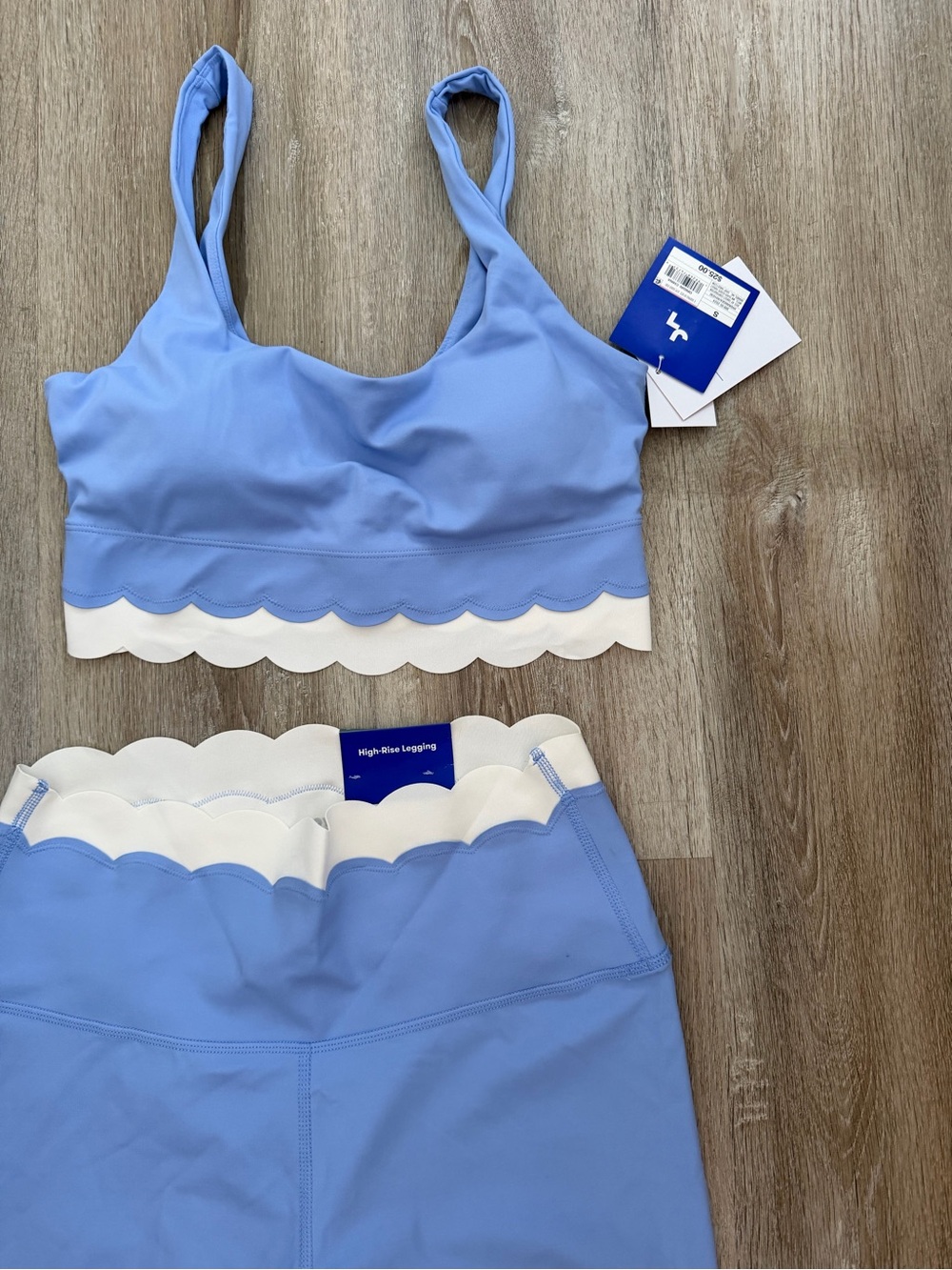 JoyLab Light Blue Scallop-Trim Sports Bra & Legging Set - Picture 2 of 4